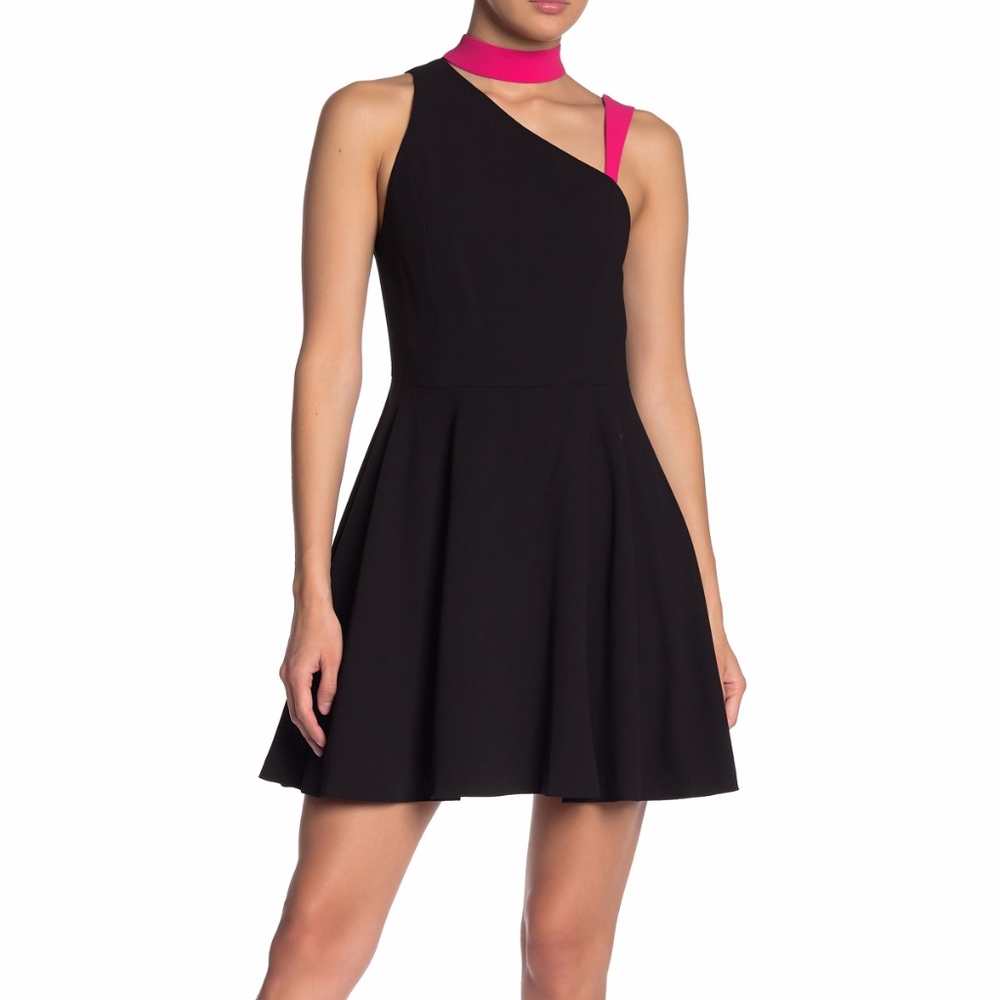 alice + olivia Mock Neck Cutout Fit & Flare Dress - Picture 1 of 2